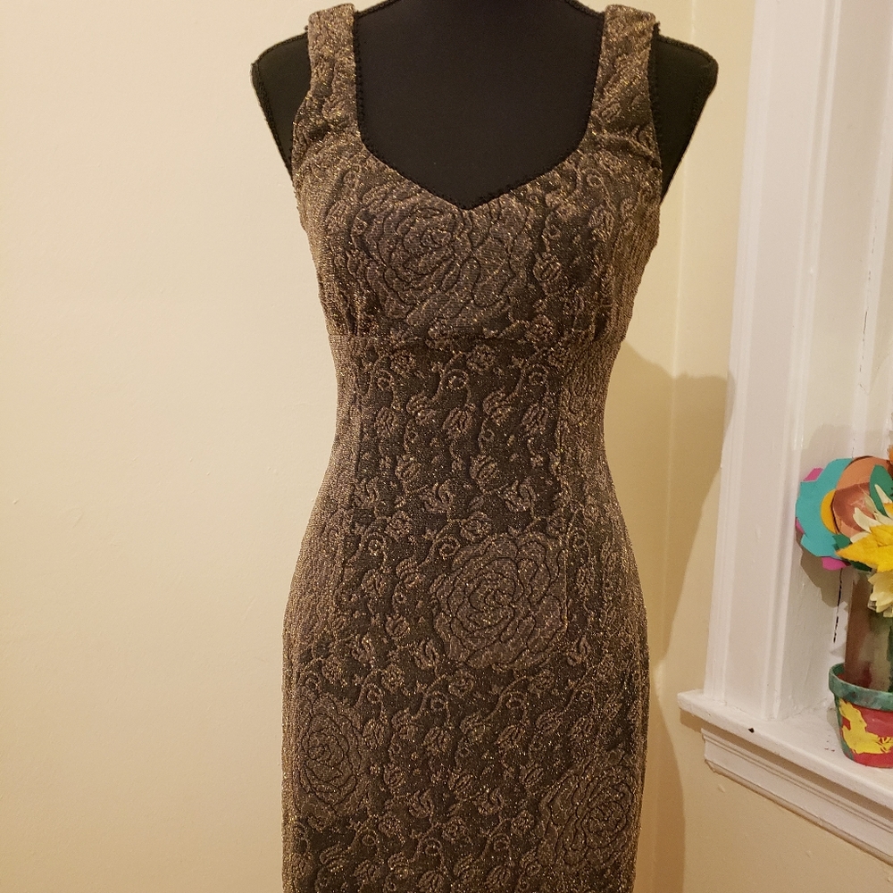 Mystic – Black/Metallic gold sleeveless mini dress for women